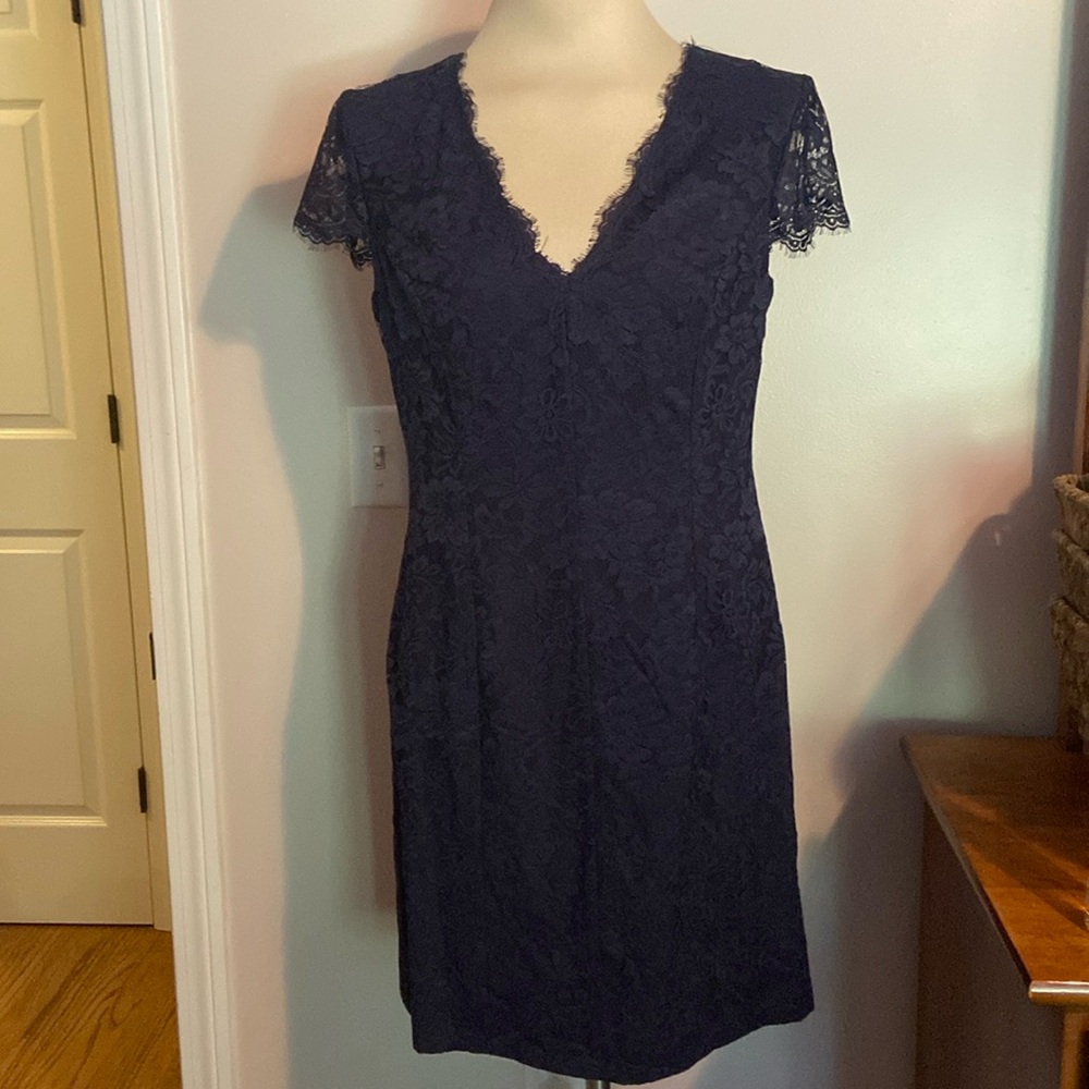 NWOT Weddington Way Lace Cap Sleeve Dress Navy Blue Size 12